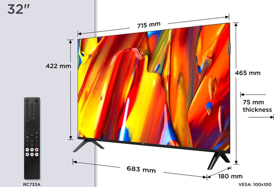 TCL 32V5C - 32 pouces - Full HD QLED - 2025 - Smart TV