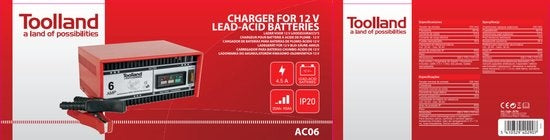 Chargeur Toolland pour batteries plomb-acide 12 V - 6 A