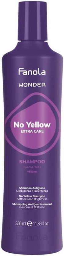 Shampooing Fanola Wonder No Yellow - Neutralise les reflets jaunes des cheveux blonds - 350 ml