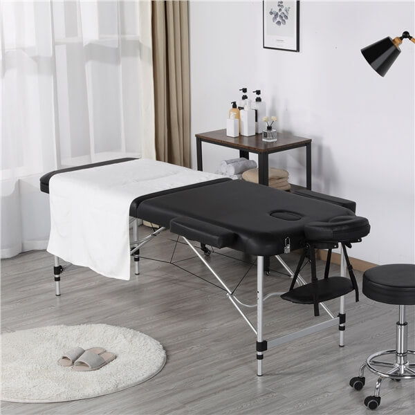 Table de massage professionnelle Yaheetech, pliable en 3 parties, avec appui-tête, accoudoirs et dossier en aluminium