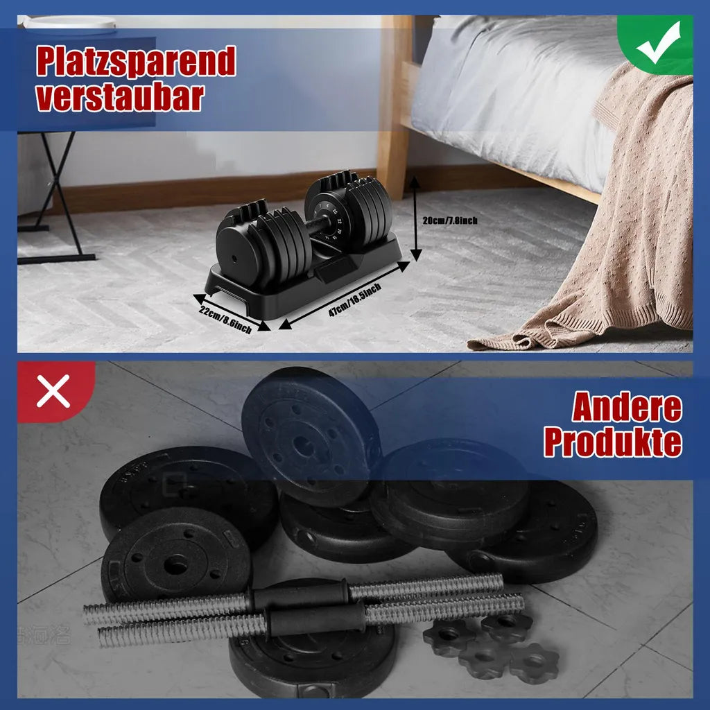 DH FitLife Licol réglable 10 en 1 - 4-25 kg - Noir - Fonte - Design compact