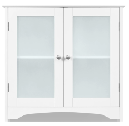Armoire de salle de bains Yaheetech - Blanche - 63 x 30 x 165,5 cm - Portes vitrées, 4 tiroirs, étagères réglables