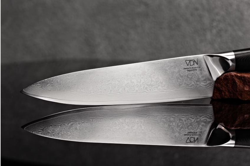 Couteau de chef VDN Elegance Damask 21 cm - manche noir, acier inoxydable