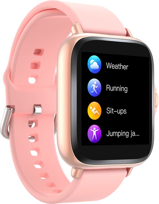 Denver Smartwatch Dames et Hommes - Android & iOS - Fonction complète - Montre sport - Moniteur de fréquence cardiaque - Podomètre - Moniteur de sommeil - Activité des médias sociaux - SWC156 - Rose