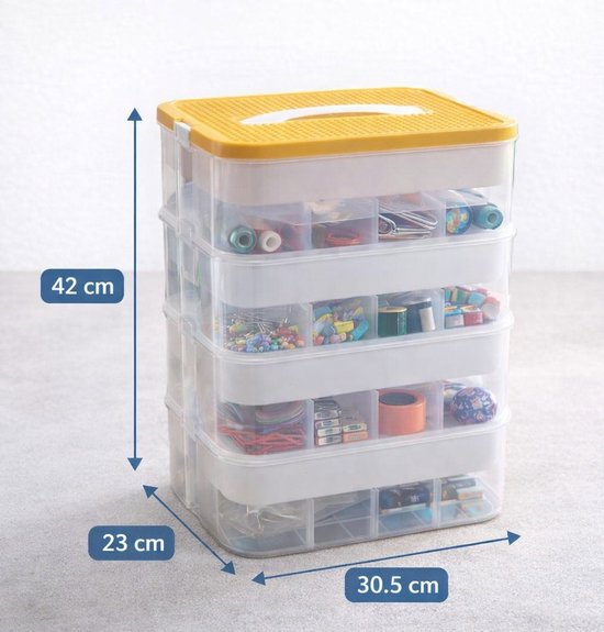 Boîte de rangement pour jouets Ceruzo – 4 niveaux – Transparente – Empilable – Organiseur – Bacs de rangement
