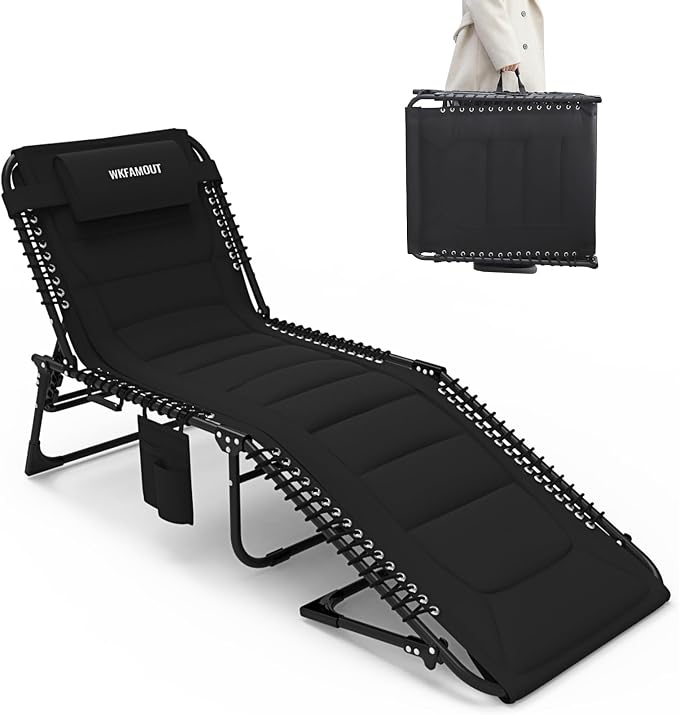 Chaise longue pliable Yaheetech - 5 positions - Ouverture au niveau du visage - Coussin de 9 cm - Noir