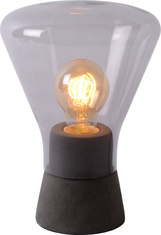 Lampe de table Lucide BARRY - Ø 16,5 cm - 1xE27 - Fumé