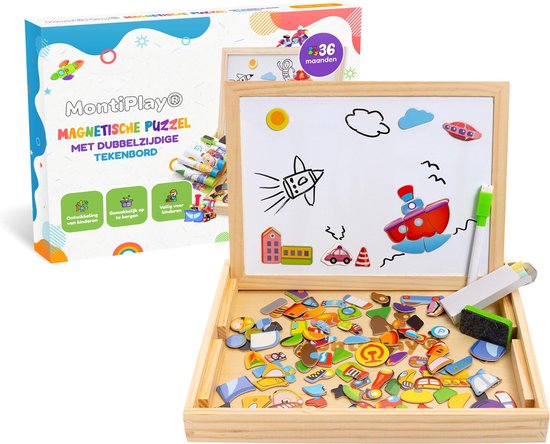 MontiPlay® Magnetic Toy Vehicles - Livre magnétique - Chalkboard Children - Magnetibook - Magnetic Toy - Drawing Board - Montessori - Sensory - Busy Board - Toy on the go - Toy for the car - Toy for travelling
