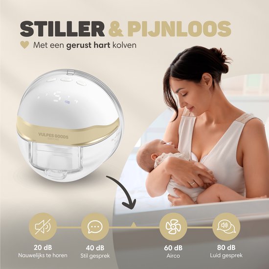 Vulpes Goods® BabyCare - Tire-lait électrique sans fil - mains libres et portable - sans BPA - 30 sachets de conservation du lait maternel, informations sur l'allaitement, sac de voyage et réducteurs de bouclier mammaire inclus - version PRO