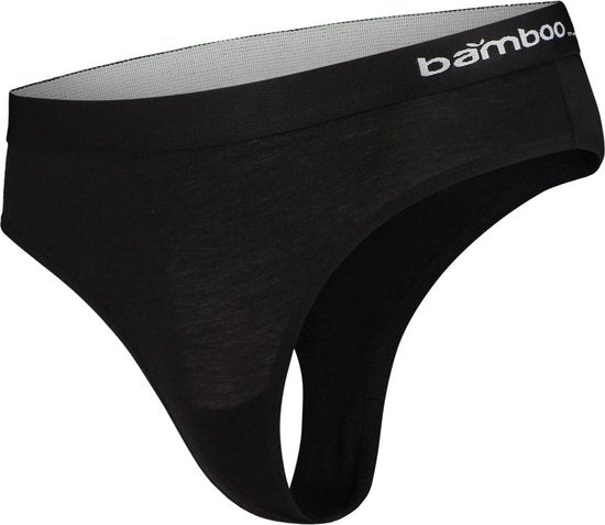 Apollo Ladies Thong Black Bamboo 3-pack - Size XL