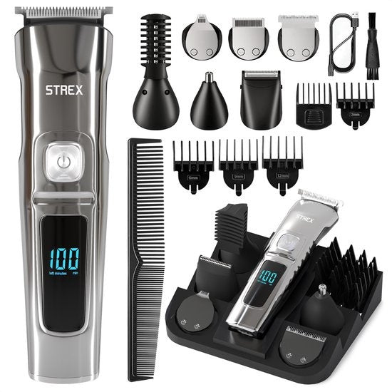 Strex Beard trimmer - 14 in 1 Set - Sans fil et résistant à l'eau - Multigroomer / Bodygroomer / Trimmer