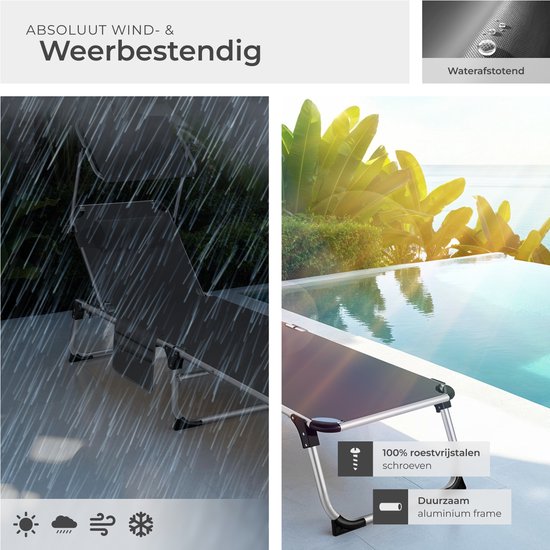 tectake® Lounger Aurelie avec toit solaire et coussin - Lounger - Bain de soleil - Bain de soleil de balcon pliable en aluminium - Bain de jardin résistant aux intempéries pour le jardin, le balcon, le camping et la plage - Dossier réglable avec coussin -