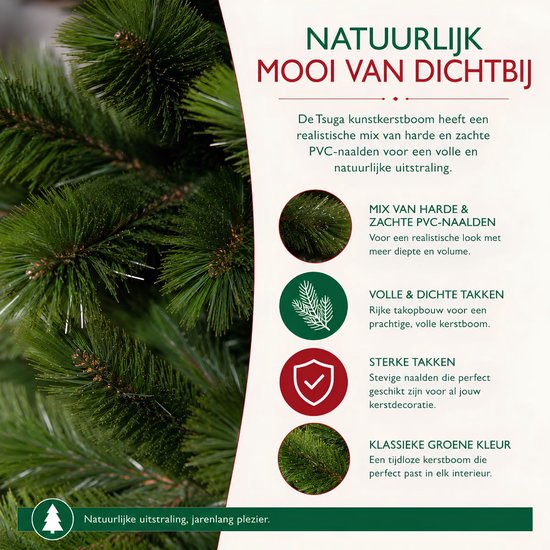 Sapin de Noël Triumph Tree Tsuga - Aspect dense et naturel avec 1 502 branches - Décoration de Noël d'intérieur - Sapin artificiel facile et rapide à installer - Vert H 260 x Ø 160 cm