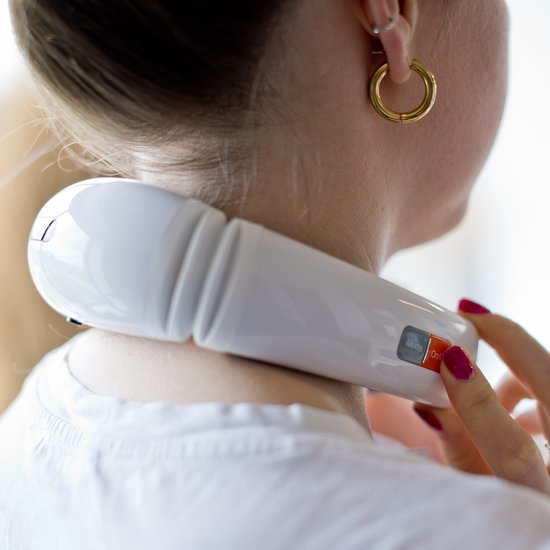 QLT Pulse Neck Massage Device with 16 Stages - 6 Massage Modes and Timer - Electrostimulation - Efficace contre les maux de tête et les vertiges - White
