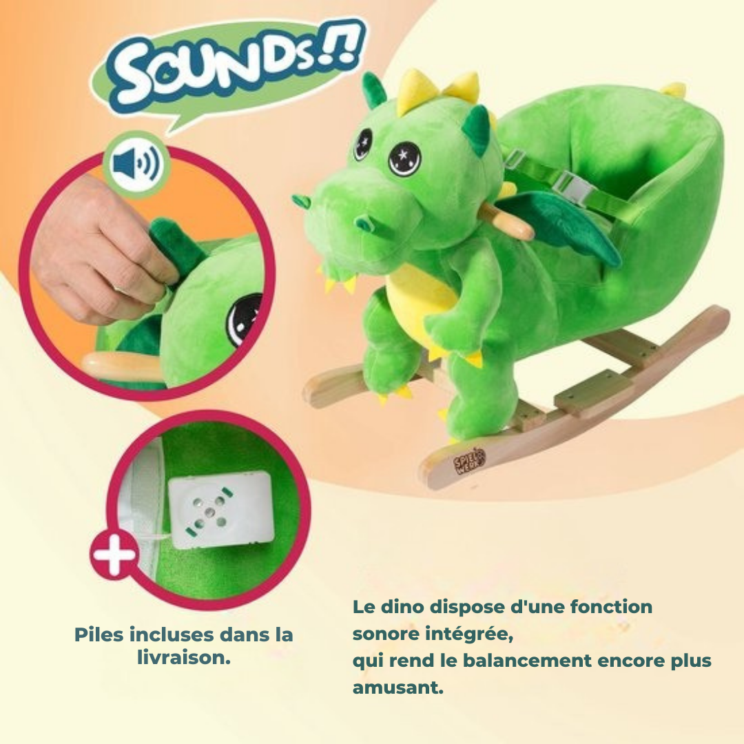 Spielwerk Fauteuil à bascule enfant dino avec ceinture de sécurité