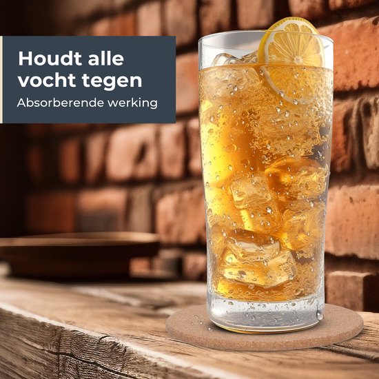 Sous-verres Castagnola - Sous-verres en liège pour verres - Sous-verres avec support - Sous-verres - Absorbants et résistants à la chaleur - 10 pièces