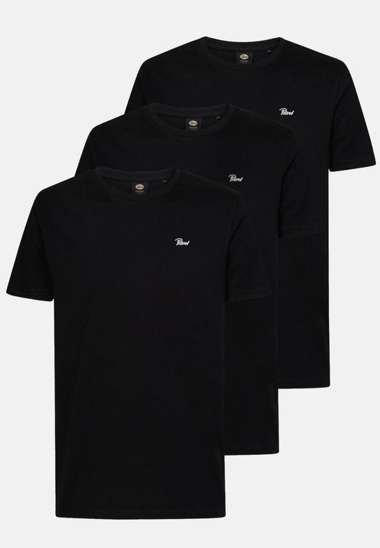 Lot de 3 t-shirts pour homme Petrol Industries - Col rond - Coton - Coupe classique - Lot de t-shirts à manches courtes - Lot de 3 pièces - Noir - Taille XL