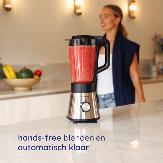 Safecourt Kitchen Power blender - 5 programmes automatiques - Smoothie maker - +2 gobelets à emporter - inox