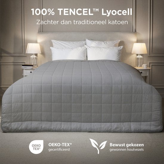 Couverture lestée CozySense® 8kg - 100% Tencel - Couverture lestée - Couverture lourde avec régulation de la température et confort respirant - Répartition de la pression GLASS-Flow® - 1 personne - Gris