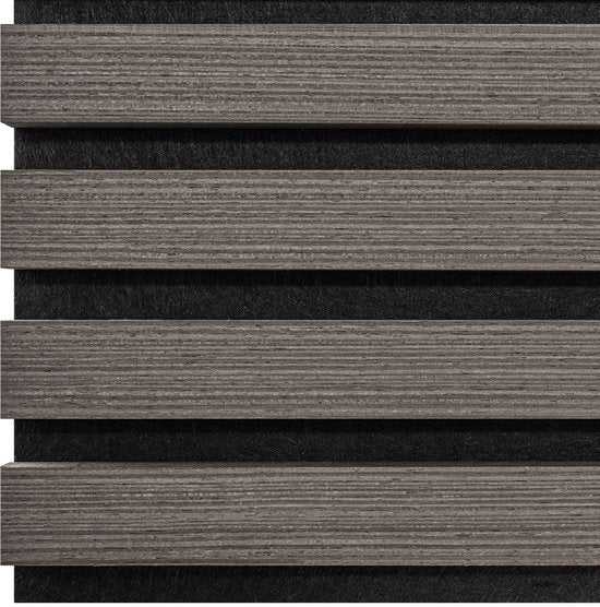 Panneaux acoustiques tectake® - Lot de 4 - Panneau mural acoustique - 50 x 110 cm - 2,2 m² - Panneaux muraux aux dimensions ajustables - Panneau à lattes en MDF et placage de bois - Isolation acoustique - Décoration murale élégante - Montage facile - Gris