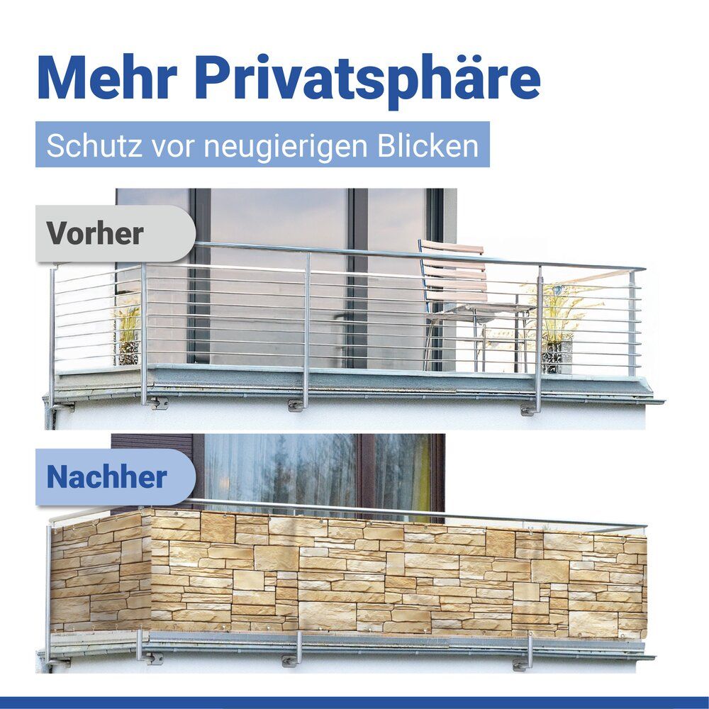 Pare-soleil de balcon Maximex, motif mural - 85 x 500 cm - Résistant aux UV et aux intempéries