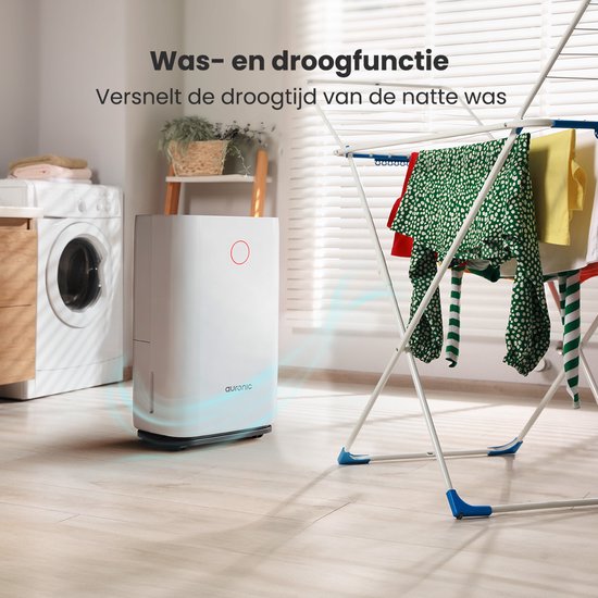 Déshumidificateur Auronic - Série compacte - 16L par jour - Fonction Lavage-Séchage - Chambre à coucher, salle de bain et salon - Blanc