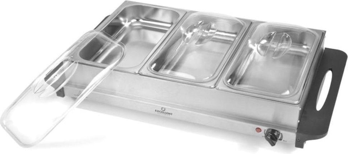 Chauffe plat et assiette - Excellent Electrics - Plaque Chauffante - Acier inoxydable - 300W - 53 x 35 x 10cm
