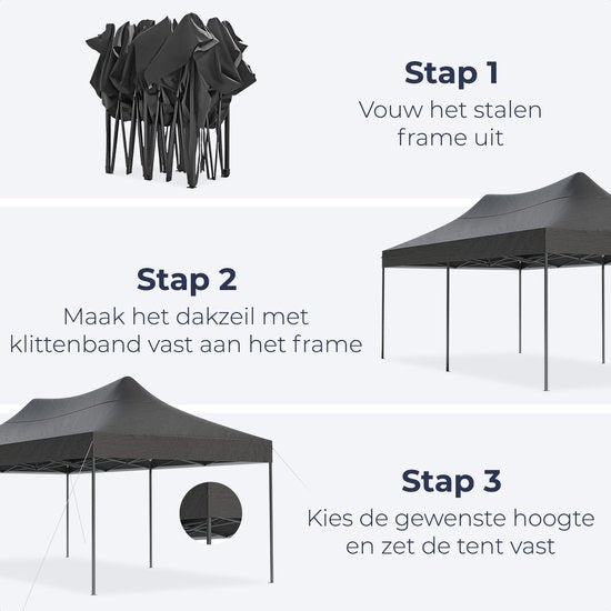 LifeGoods Tente de réception - 3x6 m - Parois latérales - Montage facile - Anthracite