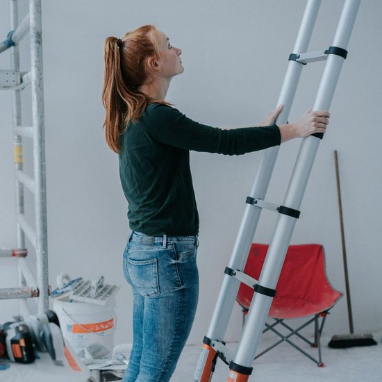 Batavia Echelle télescopique 2.63m - SoftClose & AntiSlip - Longueur étendue 263cm - Anti-slip - Soft-close breveté - Charge max 150kg - Hauteur de travail 363cm - Giraffe Air