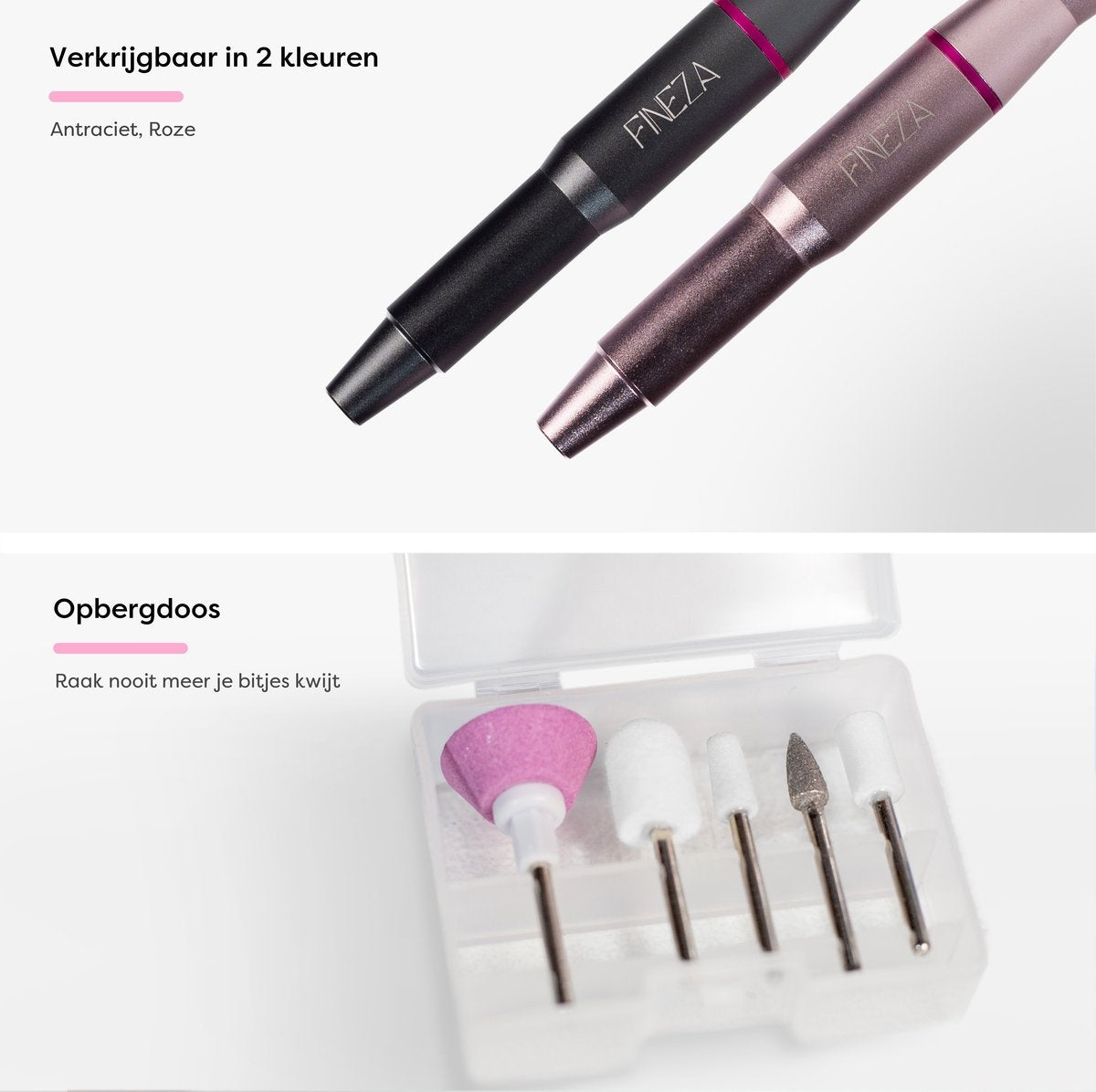 Fineza Lime à ongles - Électrique - Lime à ongles - Avec embouts - Avec rouleaux de ponçage - Extracteur de callosités - Appareil de manucure - Set de pédicure - Gris