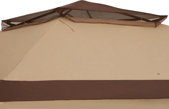 Pavillon pliable Carabobo, Tectake®, Pavillon de jardin, 364x364x294cm, Marron
