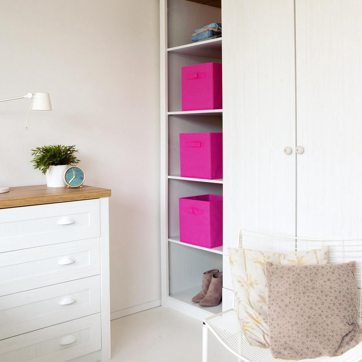 LifeGoods Organiseurs de placards - 6 pièces - 20L - Textile - Rose