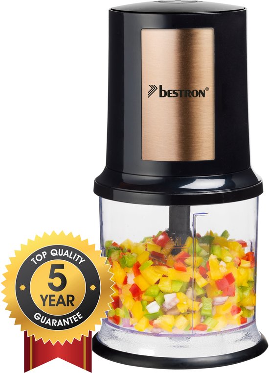 Hachoir Bestron - AKC200CO - Capacité de 500 ml - 2 lames en acier inoxydable - Fonction pulse - Couleur cuivre - Garantie de 5 ans