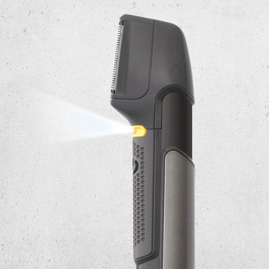 Mediashop Micro Touch Titanium Trim - tondeuse avec lames en acier inoxydable - coupe, rasage et coiffage - tondeuse pour cheveux, visage et corps - 5 embouts - tondeuse - recommandée par Dominic Thiem