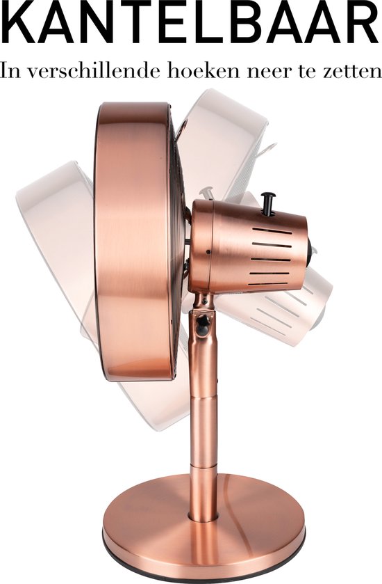 Lifetime Air Ventilateur de table - 230V - Ventilateur de bureau 30CM - 3 vitesses - Fonction oscillante - Inclinaison - Rose