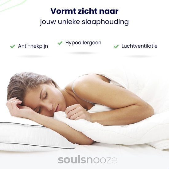 Soulsnooze - Oreiller de luxe de qualité hôtelière - Lot de 2 - Blanc - Moyen - 60x70 cm - Design ajustable - Oreillers de chambre à coucher - Antiallergique - Lavable