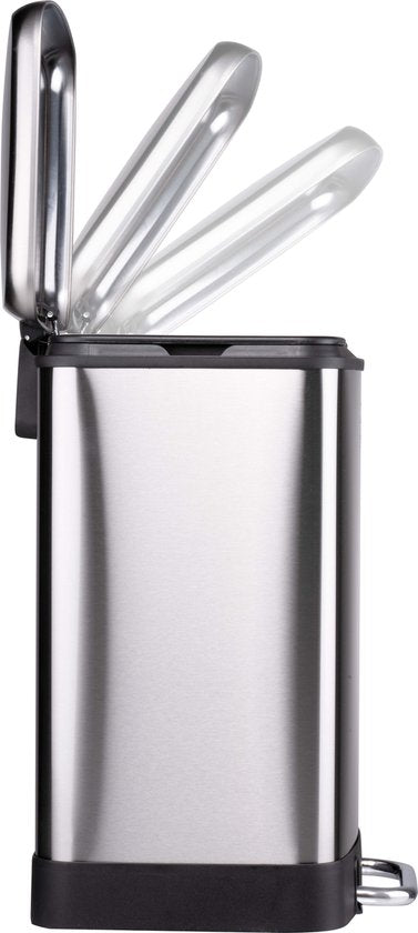 Dirt Devil Poubelle à pédale 12 litres - Poubelle salle de bain - Inox - Argent