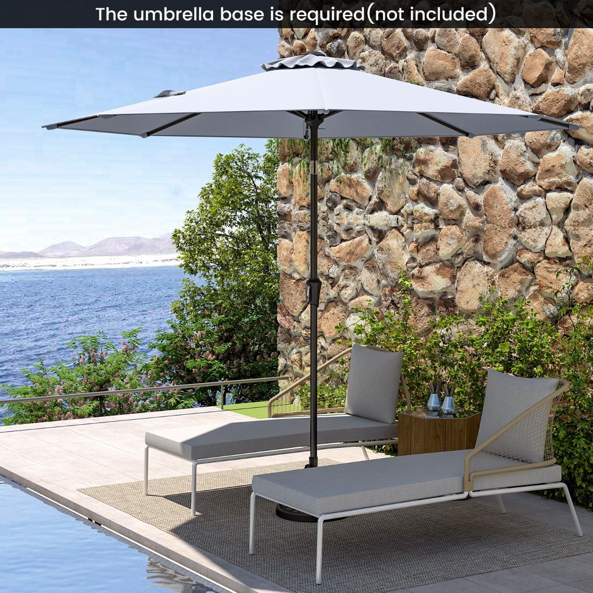 Coast Terrace Parasol 270 cm Grey - Parasol inclinable avec manivelle et toit ventilé