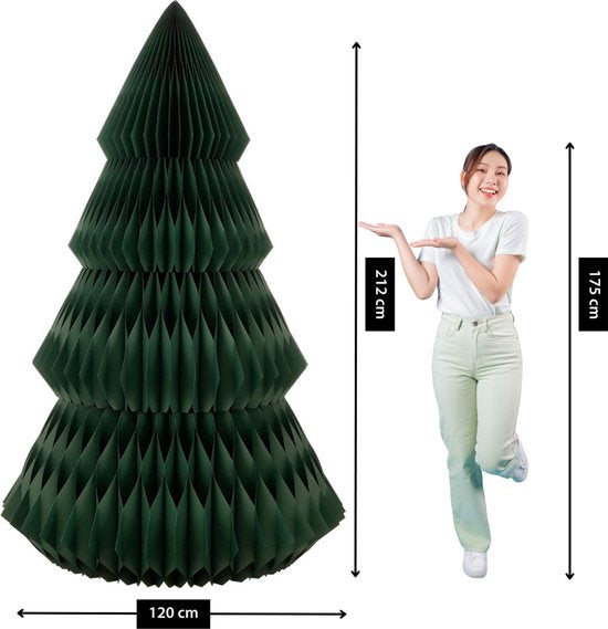 Mica Decorations Sapin de Noël en papier - Sapin de Noël artificiel pliable - H 212 x Ø 120 cm - Décoration de Noël - FSC Mix - Vert