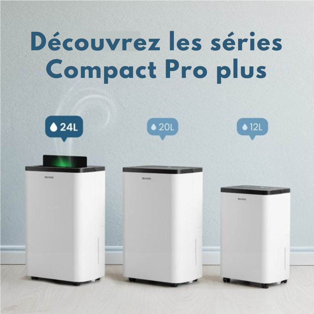 Déshumidificateur Auronic - Compact Pro Plus - 24L - Chambre à coucher, salle de bain, salon et bureau - Hydratant pour l'intérieur - Blanc