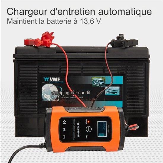 Chargeur de batterie - Auronic - Chargeur de secours - pour voiture et moto - 12V - jusqu'à 100Ah - Orange