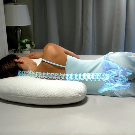Dreamolino Swan - oreiller ergonomique pour dormir sur le côté - oreiller confort 7 en 1 - offre un soutien et une stabilisation - oreiller de grossesse - oreiller d'allaitement - oreiller de corps respirant
