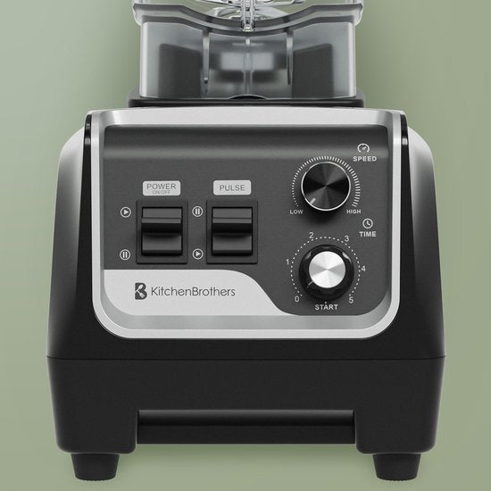 KitchenBrothers Power Blender - 1600W - 2L - Smoothie Maker - Ice Crusher - Metallic Black
