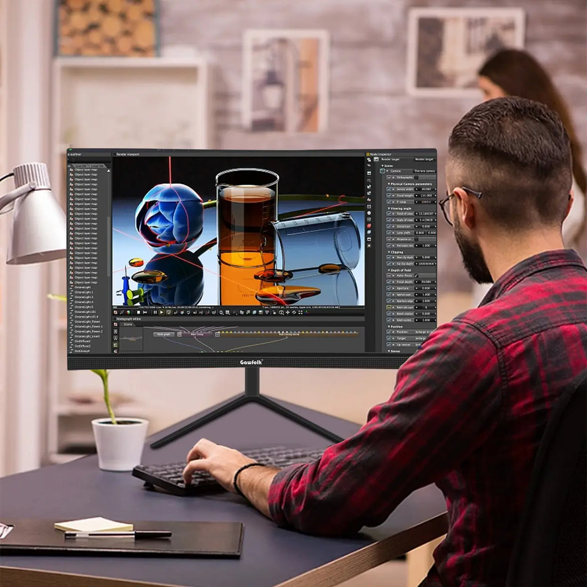Écran incurvé Gawfolk GF220C - 22 pouces - Full HD 1920 x 1080 - 75 Hz - dalle VA - HDMI et VGA - Noir