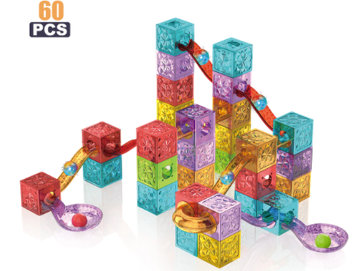 Blocs de construction magnétiques 3D XINQIYUAN – 60 pièces avec circuit à billes – Multicolore – Plastique ABS