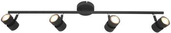 Spot Natasja 7904ZW : spot de plafond noir à 4 lampes en métal avec ampoules GU10 à intensité variable, largeur 90 cm - Steinhauer Design moderne