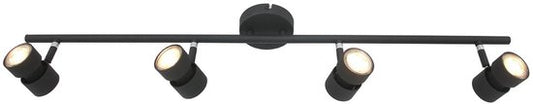 Spot Natasja 7904ZW : spot de plafond noir à 4 lampes en métal avec ampoules GU10 à intensité variable, largeur 90 cm - Steinhauer Design moderne