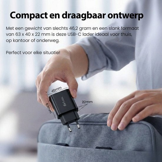 Faas USB C Charger - Chargeur rapide - 40W - 2x 20W Port - 2 câbles - 1.5 mètres - USB C Cable - USB C to USB C - Black
