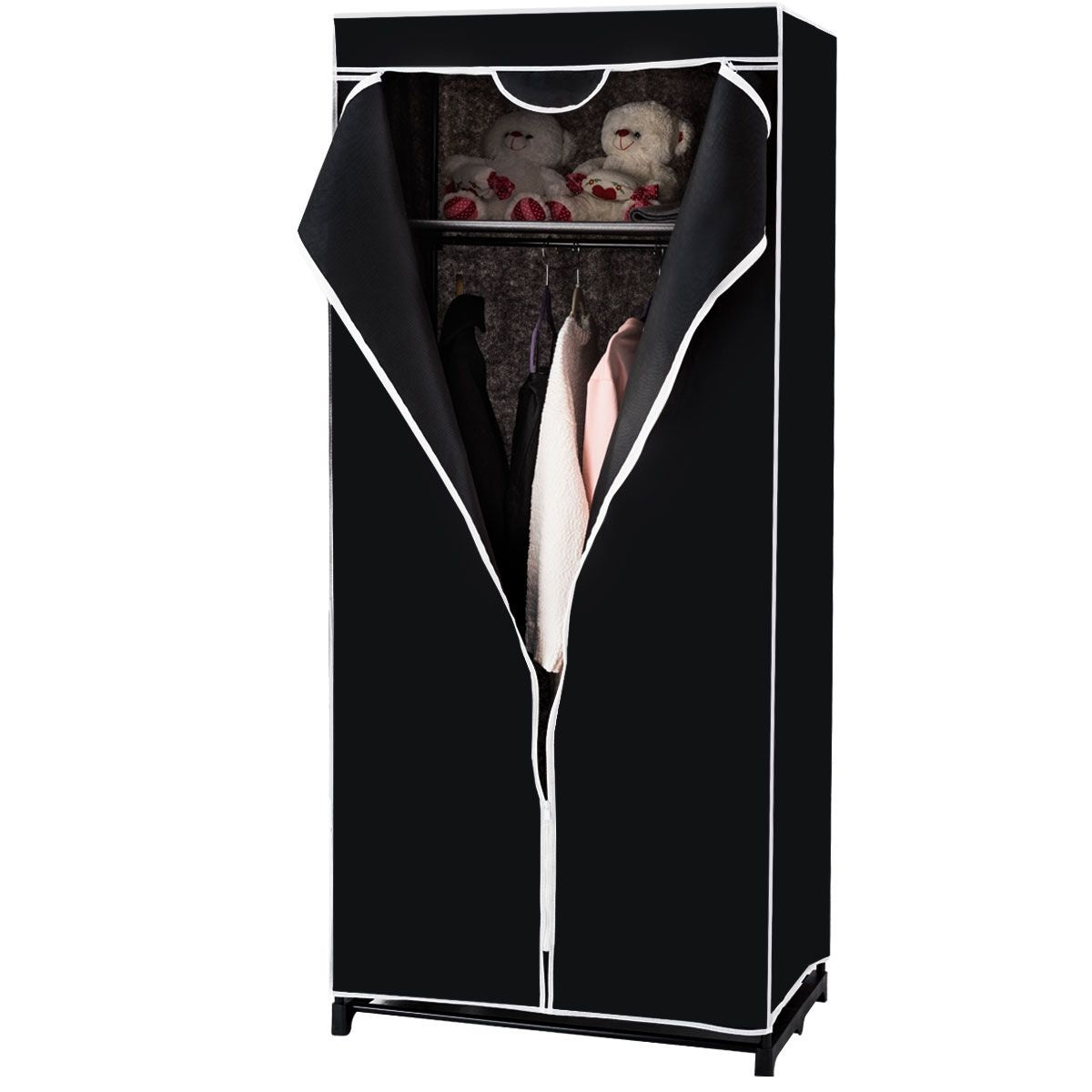 Armoire portative Coast - Tissu - 74 x 50 x 172 cm - Noir