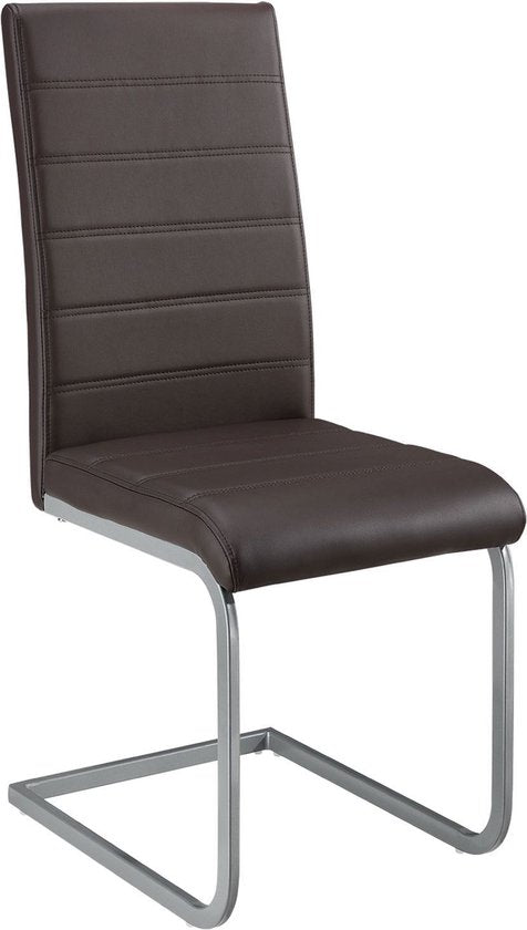 4 Chaises de salle à manger / chaise - Vegas - Cuir synthétique - Marron